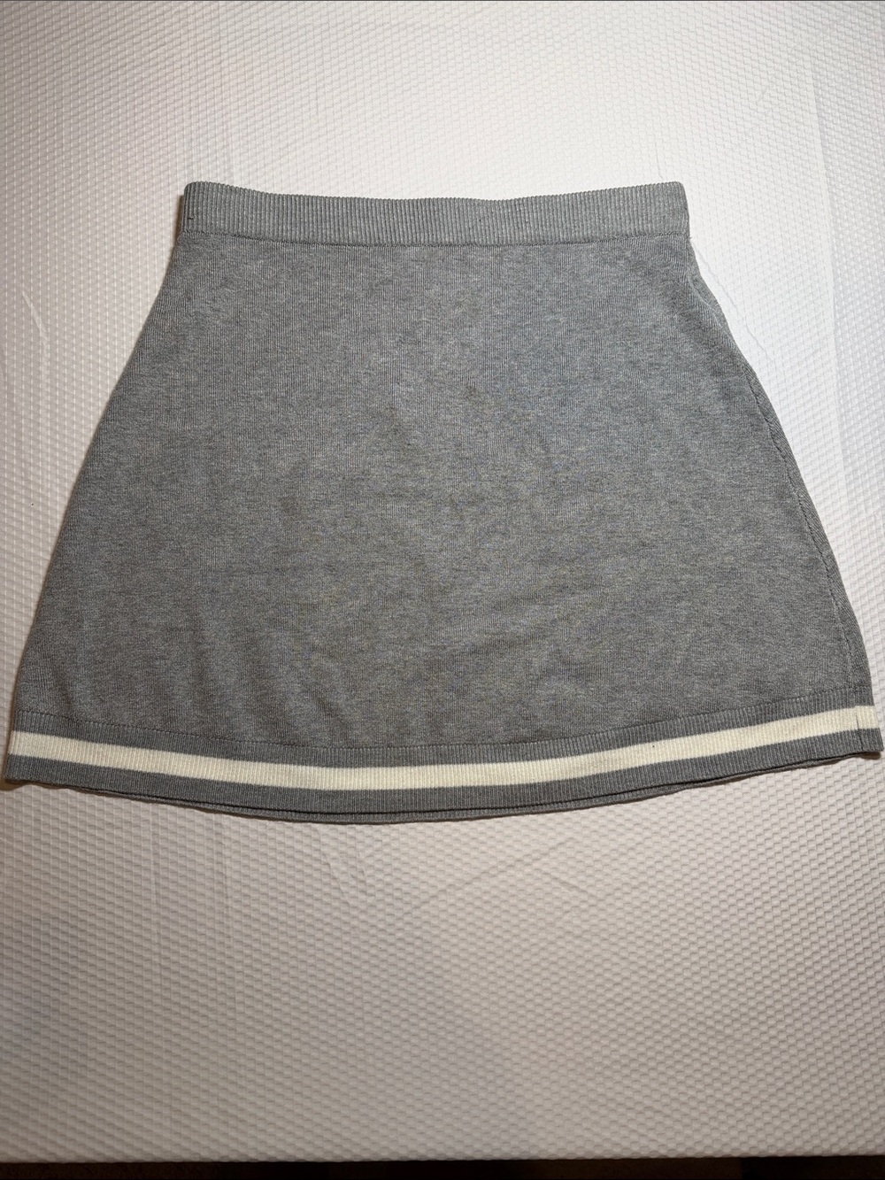 Sincerely Jules Gray Knit Skater Skirt with Ivory Hem Stripe
